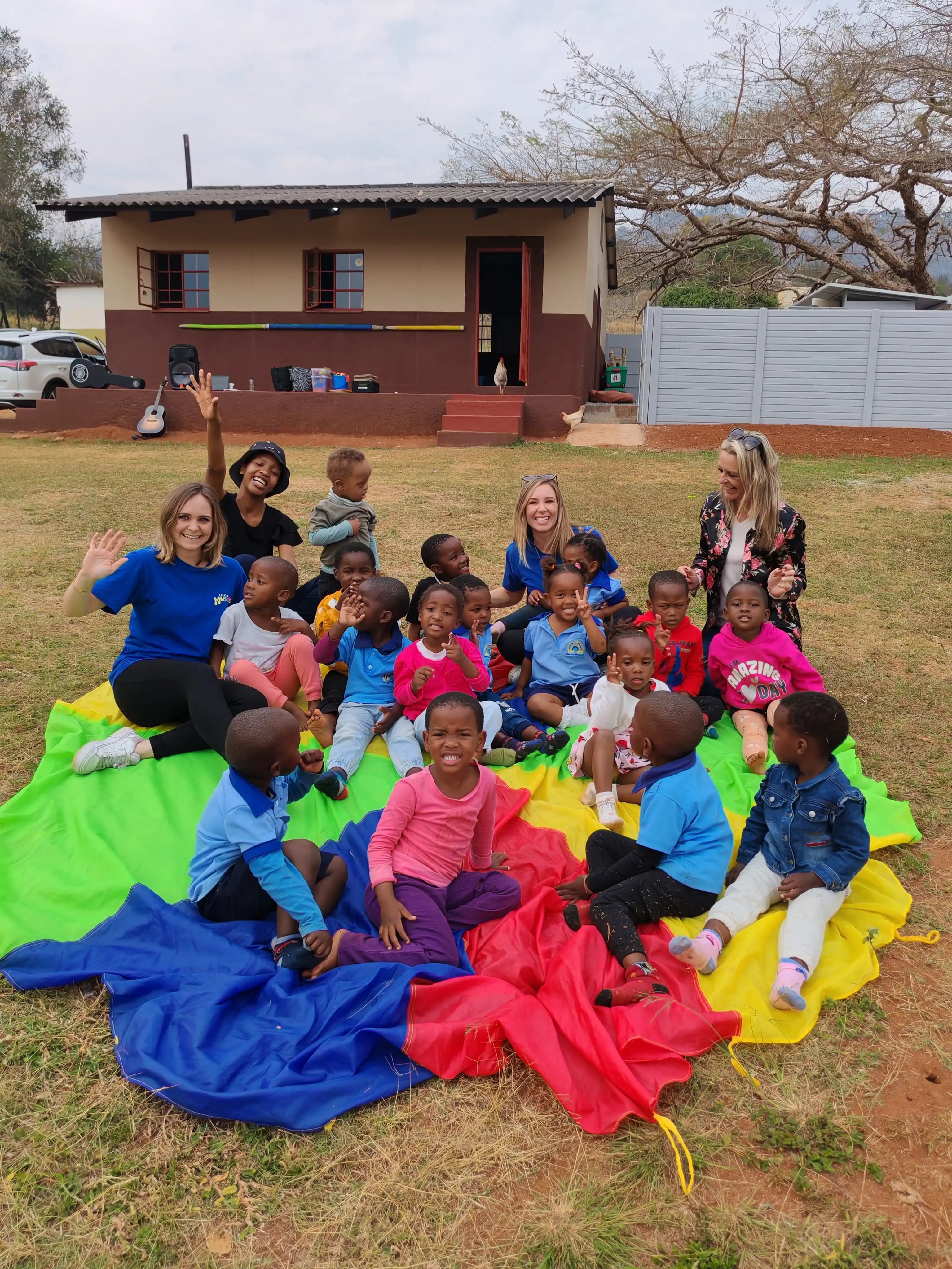 Little Musos team with children at Lusana outreach